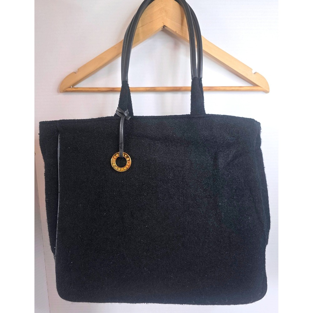 Parfums Givenchy Black Boucle Tote Bag Red Lining Gold Logo Charm Large